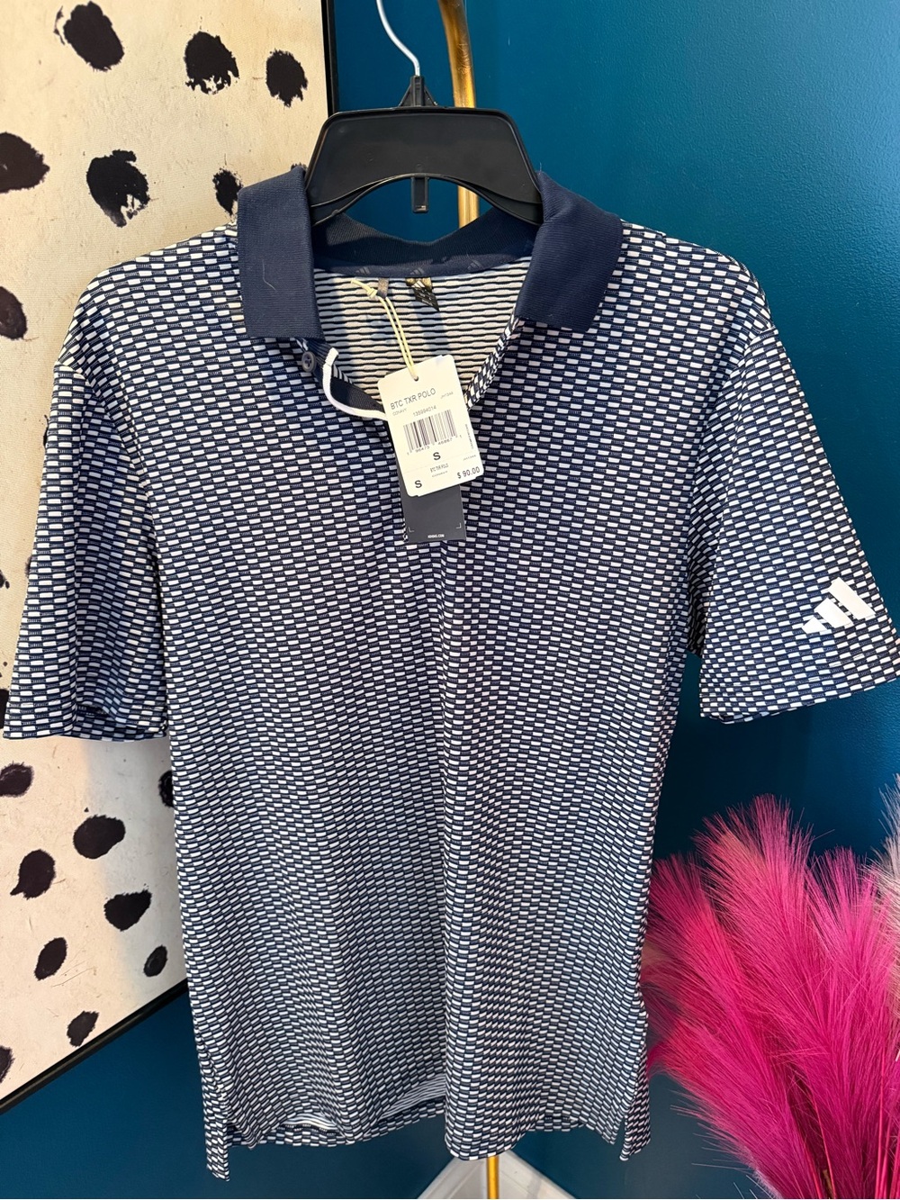 adidas Navy & White Textured Men’s Polo Shirt